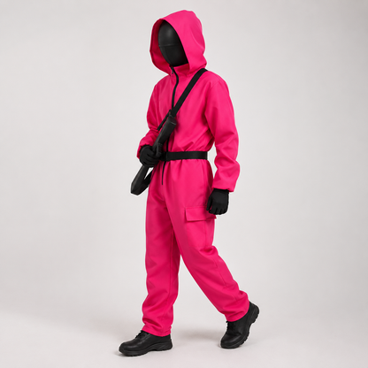 Hooded Jumpsuit and Full Face Mask Costume Set for Halloween