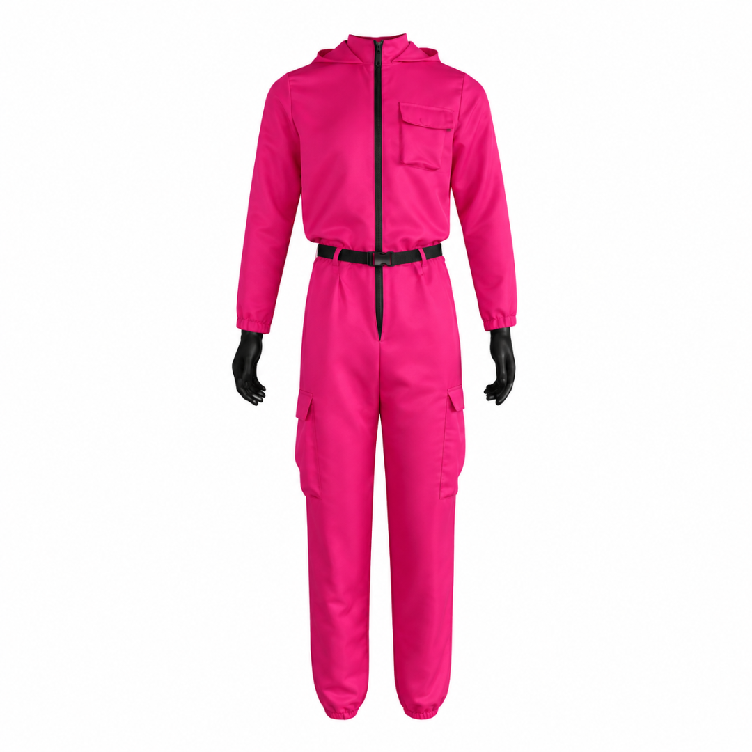 Hooded Jumpsuit and Full Face Mask Costume Set for Halloween