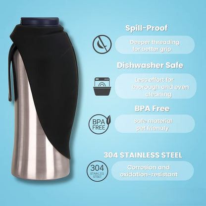 Insulated Stainless Steel Water Bottle for Dogs - Portable Hydration