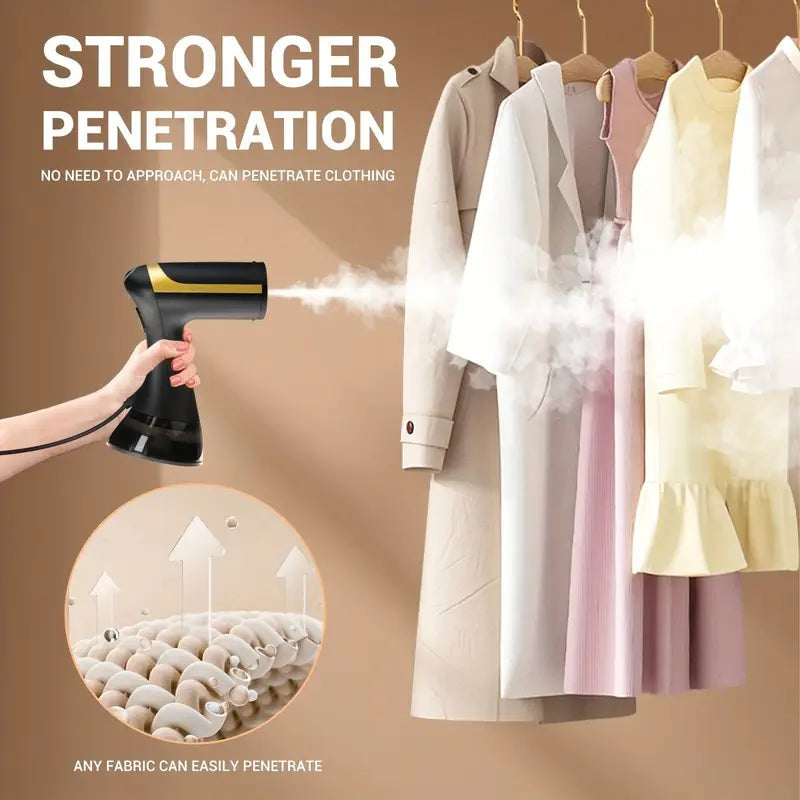 Compact Travel Garment Steamer - 1500W Power, Heats in 30 Seconds
