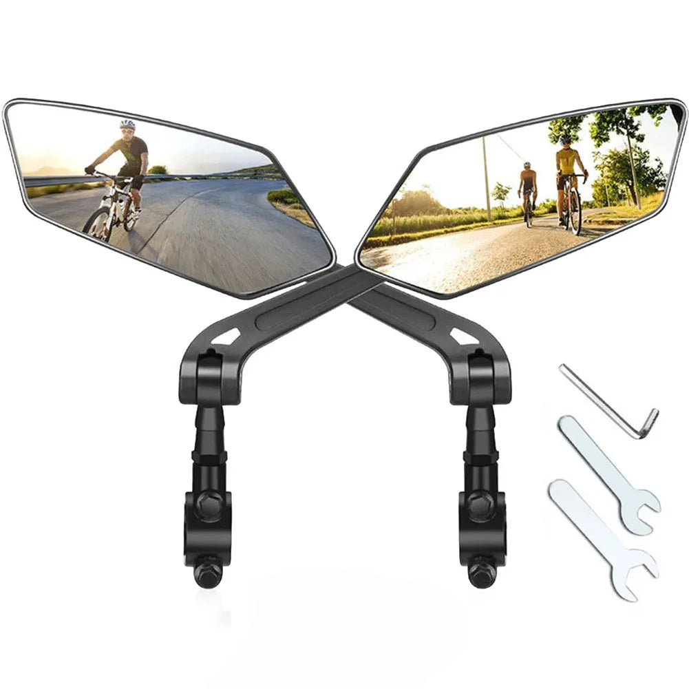 Foldable Handlebar Mirrors – Wide Angle Glass with 360-Degree Rotation