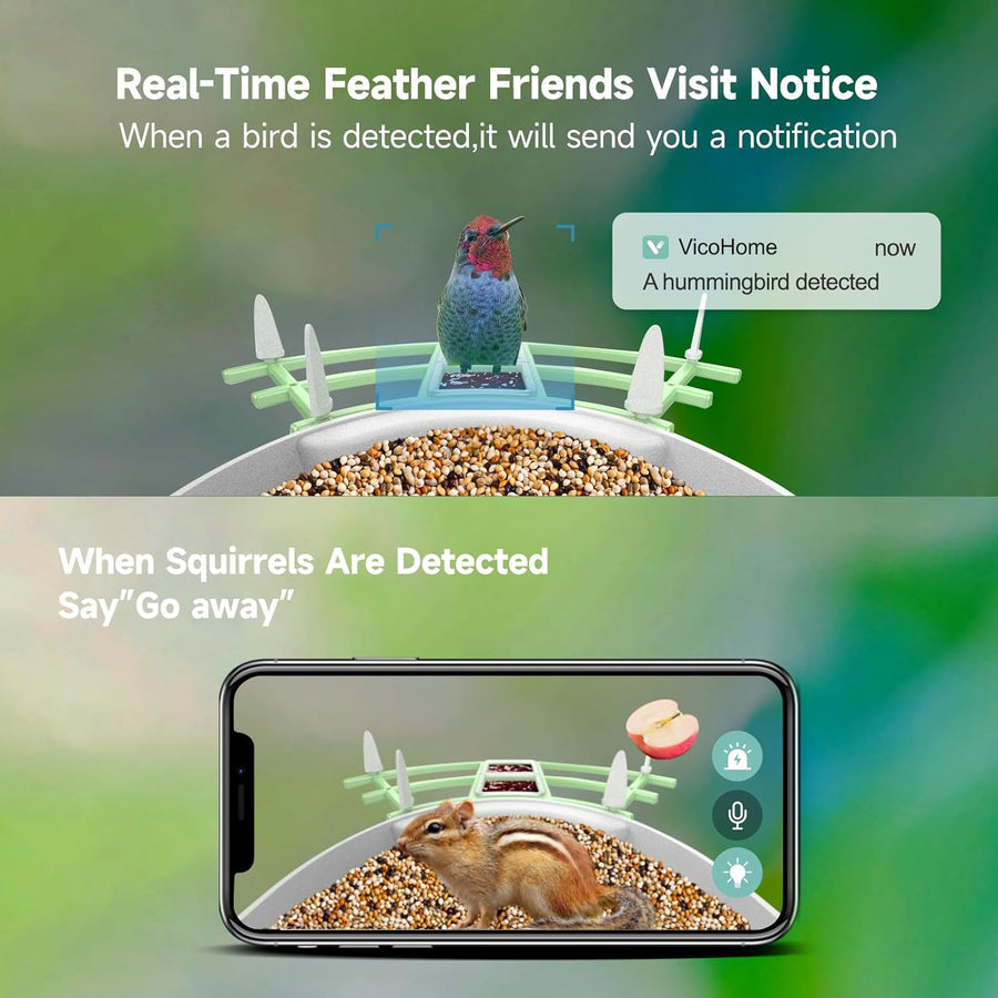 AvianVision Smart Feeder Camera with Solar Power & AI Detection