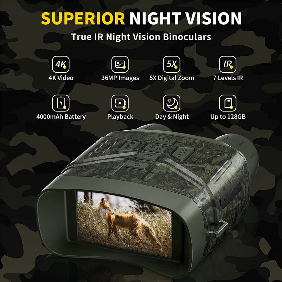 ShadowSeer 4K HD Night Vision Binoculars with 5x Zoom