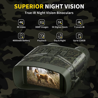 ShadowSeer 4K HD Night Vision Binoculars with 5x Zoom