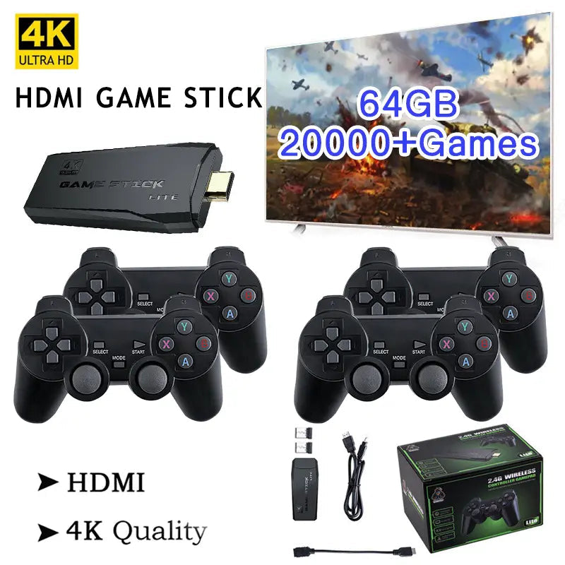 RetroPlay HDMI 4K Gaming Stick with 64GB Storage & Wireless Controllers
