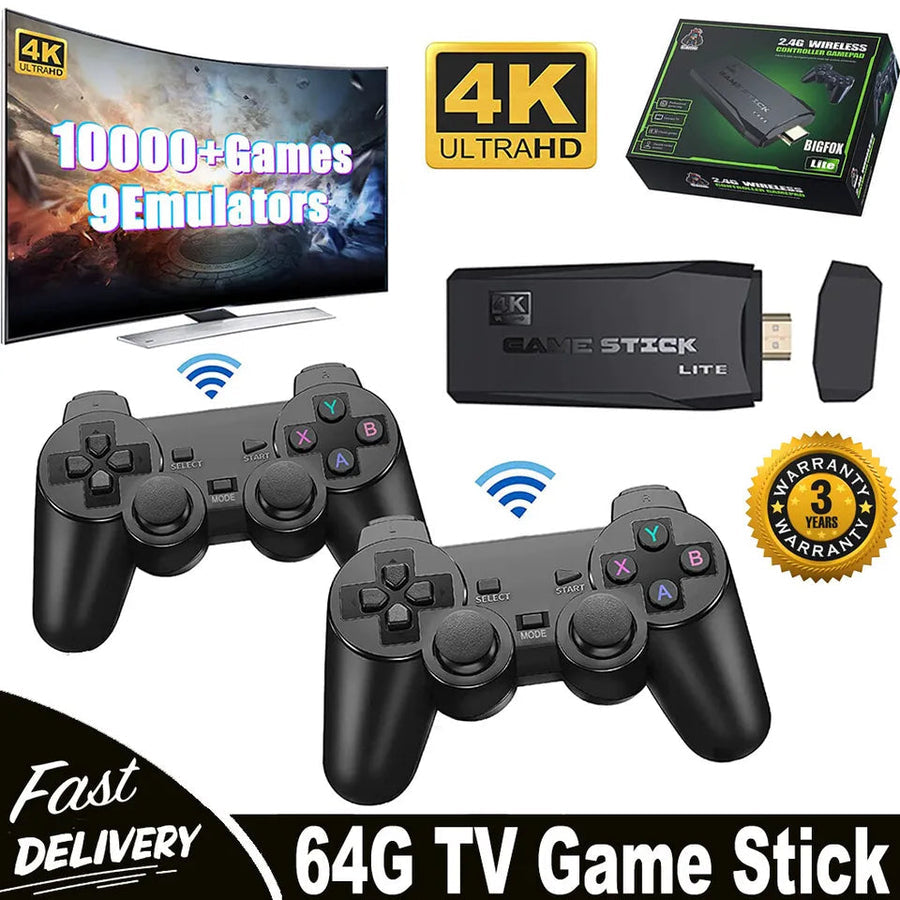 RetroPlay HDMI 4K Gaming Stick with 64GB Storage & Wireless Controllers