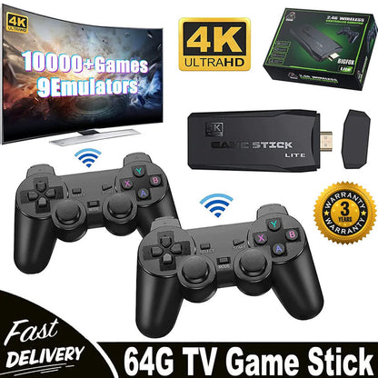 RetroPlay HDMI 4K Gaming Stick with 64GB Storage & Wireless Controllers