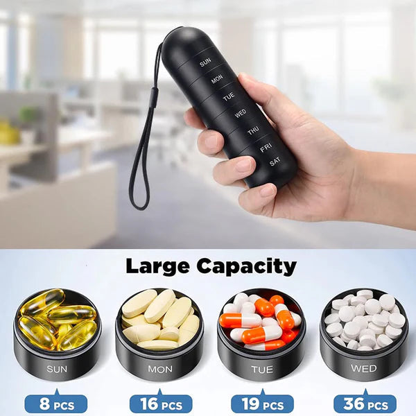 Travel-Friendly 7-Day Pill Holder in Durable Aluminum