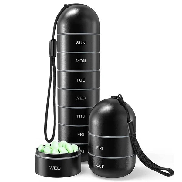 Travel-Friendly 7-Day Pill Holder in Durable Aluminum