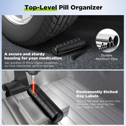Travel-Friendly 7-Day Pill Holder in Durable Aluminum