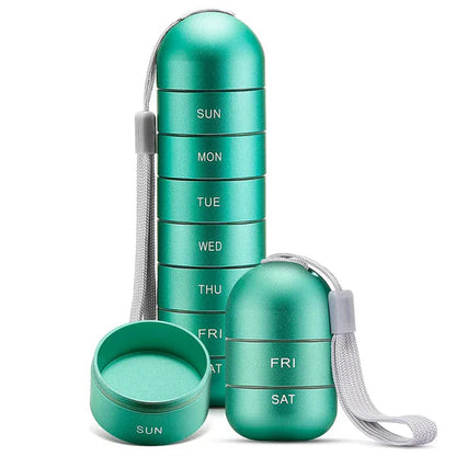 Travel-Friendly 7-Day Pill Holder in Durable Aluminum