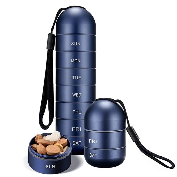 Travel-Friendly 7-Day Pill Holder in Durable Aluminum