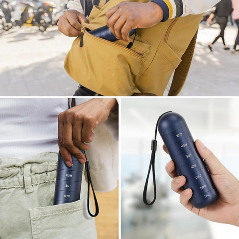 Travel-Friendly 7-Day Pill Holder in Durable Aluminum