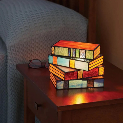 Literary Glow Stained Glass Book Lamp