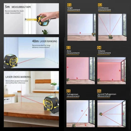 PrecisionPro 3-in-1 Laser Measurement Tool with LCD Display
