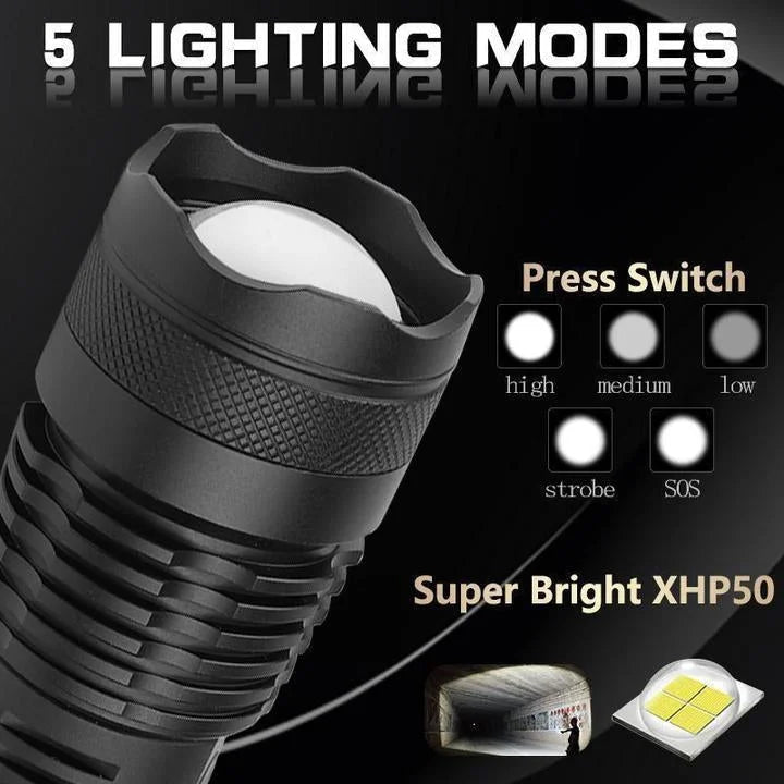 UltraBright 90000 Lumens Rechargeable LED Flashlight