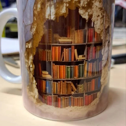 Literary Haven 3D Coffee Mug for Avid Readers