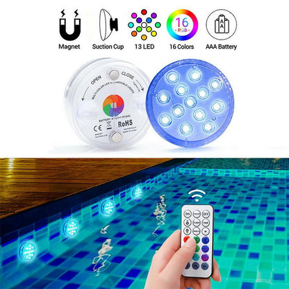Remote-Controlled Waterproof LED Light – Magnetic Suction Cup, 12 Colors
