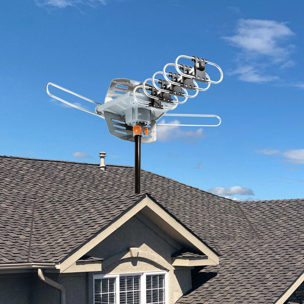 Motorized Signal Booster with 360-Degree Rotating HD TV Antenna
