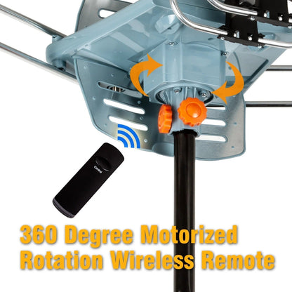 Motorized Signal Booster with 360-Degree Rotating HD TV Antenna