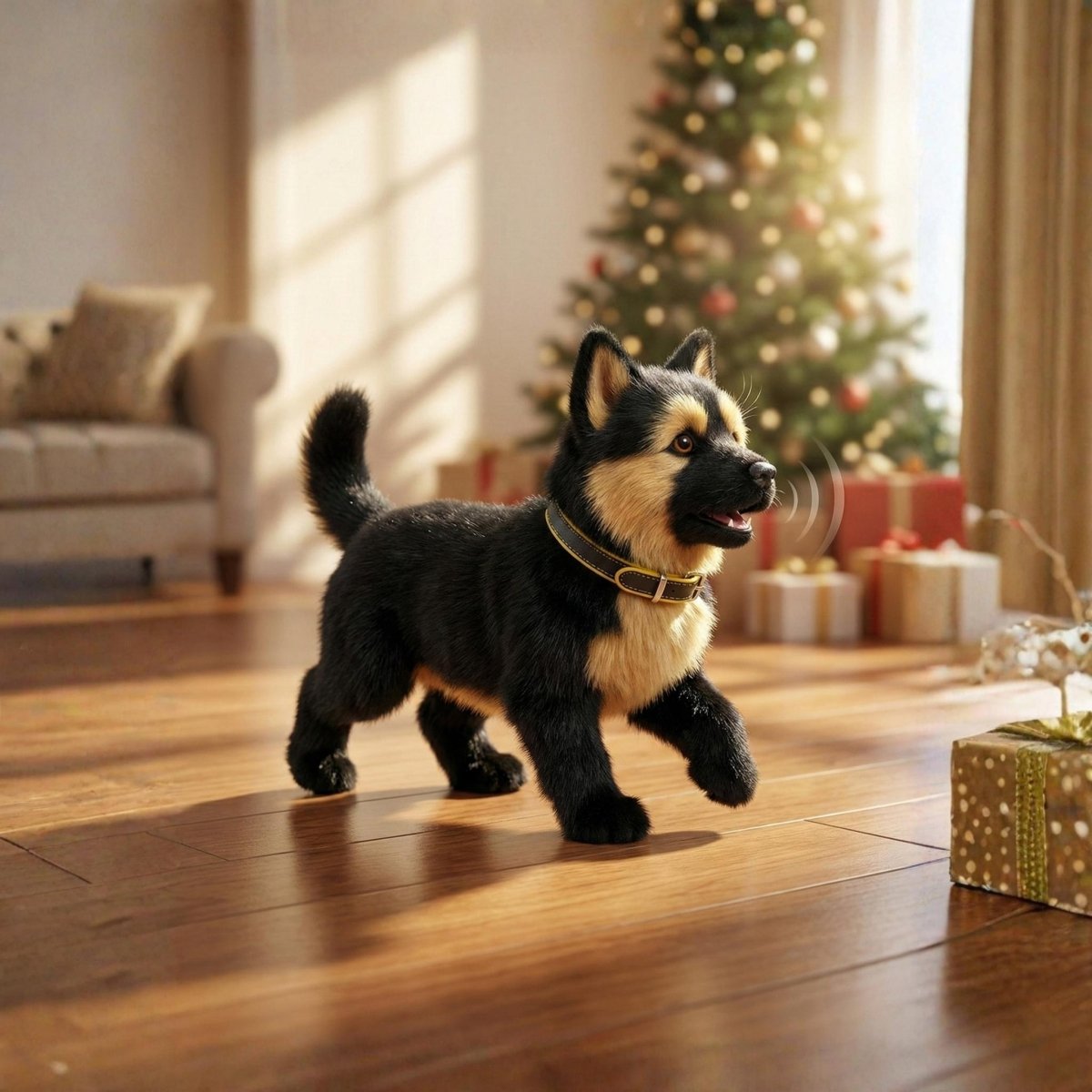 Walking and Barking Interactive Robot Puppy Toy - German Shepherd Design