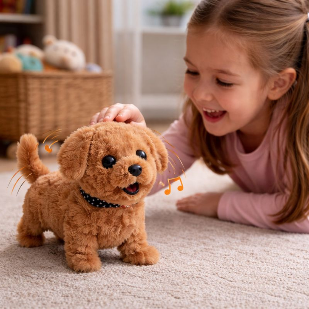 Realistic Walking Robot Dog Toy with Bark Sounds – Interactive Plush Puppy for Kids