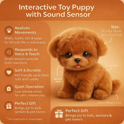 Lifelike Interactive Plush Dog Toy with Sound and Movement – Ideal for Children
