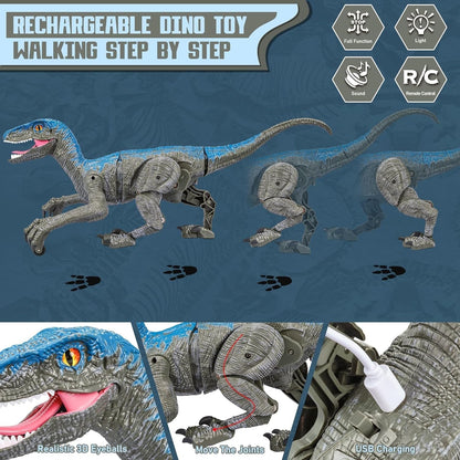 Remote-Controlled Velociraptor Dinosaur with Sound Effects for Creative Play