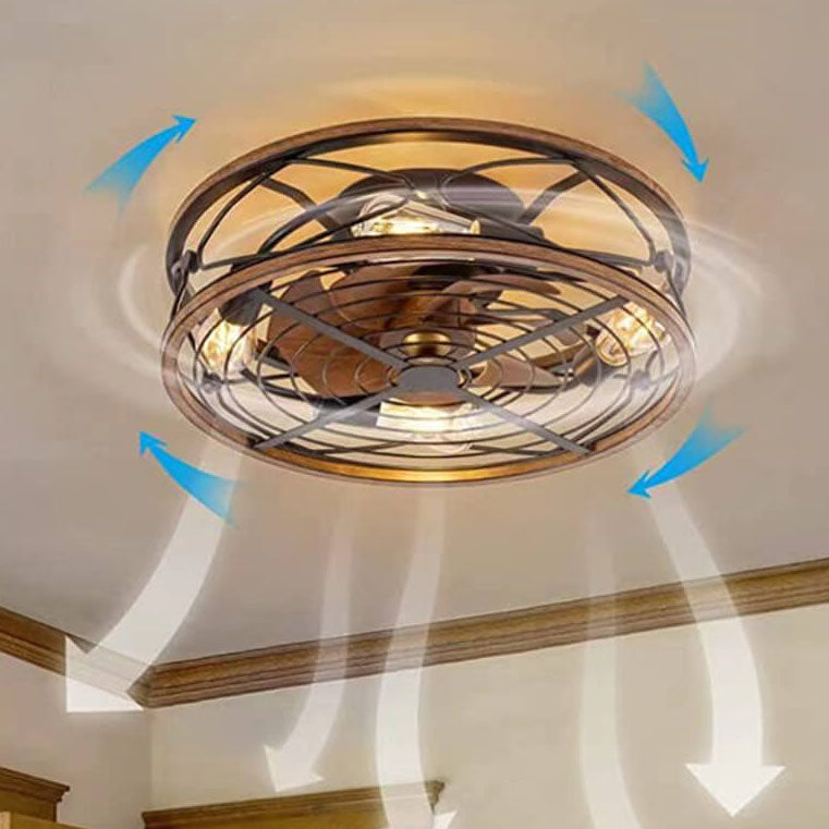 Industrial 4-Light Ceiling Fan Fixture with Modern Flush Mount Design