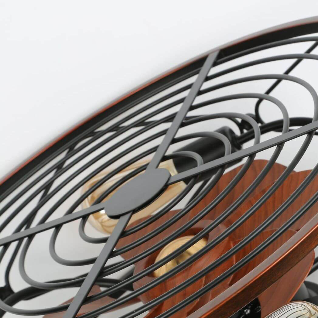 Industrial 4-Light Ceiling Fan Fixture with Modern Flush Mount Design
