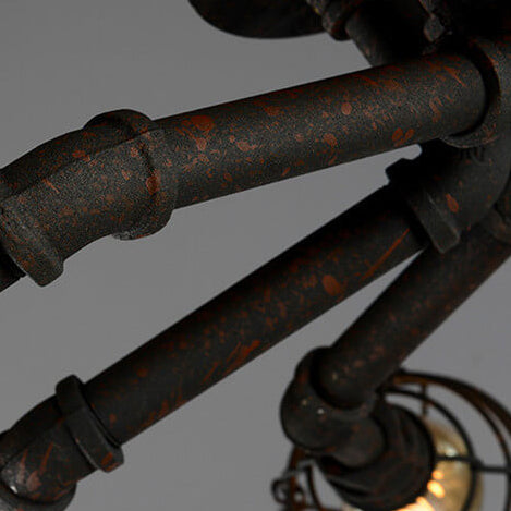 Rustic Industrial Flush Mount Ceiling Light - Iron Pipe Design