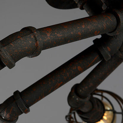 Rustic Industrial Flush Mount Ceiling Light - Iron Pipe Design