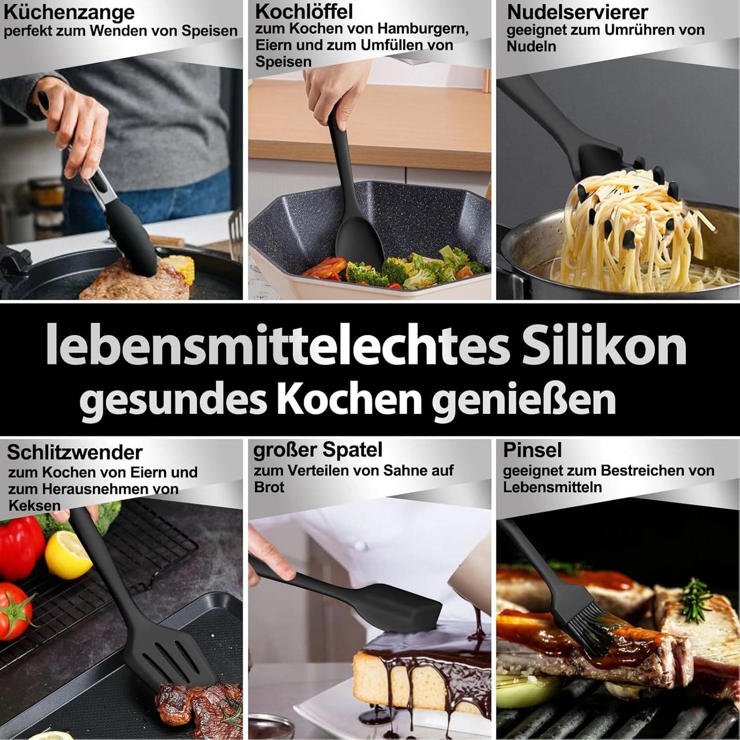 Silicone Cooking Utensil Set in Ivory | Heat-Resistant Non-Stick Tools