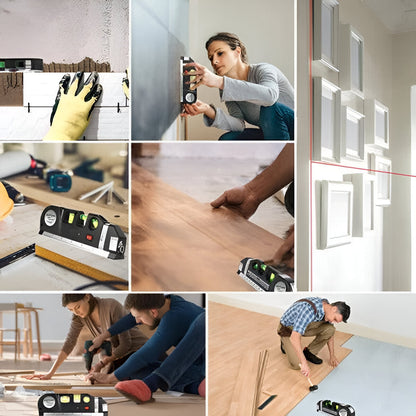 Precision Laser Level with 2.5M Measuring Tape and Versatile Modes