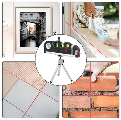 Precision Laser Level with 2.5M Measuring Tape and Versatile Modes