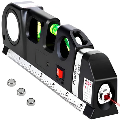 Precision Laser Level with 2.5M Measuring Tape and Versatile Modes