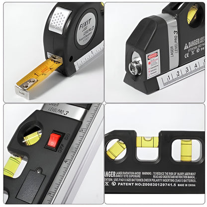 Precision Laser Level with 2.5M Measuring Tape and Versatile Modes