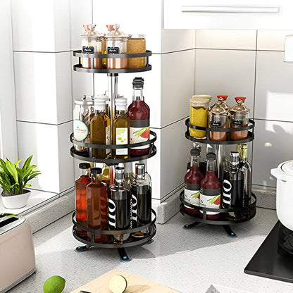 360-Degree Rotating Metal Storage Rack with Three Levels