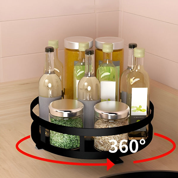 360-Degree Rotating Metal Storage Rack with Three Levels