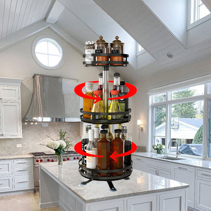 360-Degree Rotating Metal Storage Rack with Three Levels