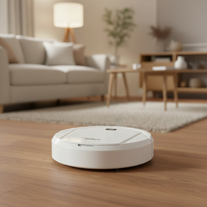 Quiet Robot Vacuum with Fine Particle Filter for Hard Surface Cleaning
