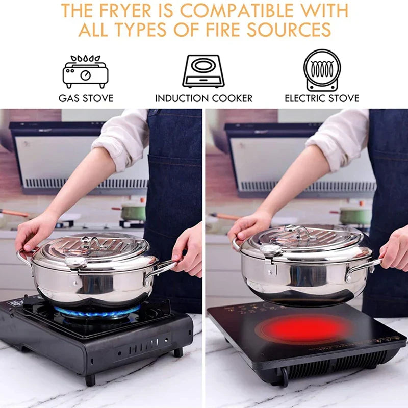 Precision Frying Pan with Integrated Temperature Gauge
