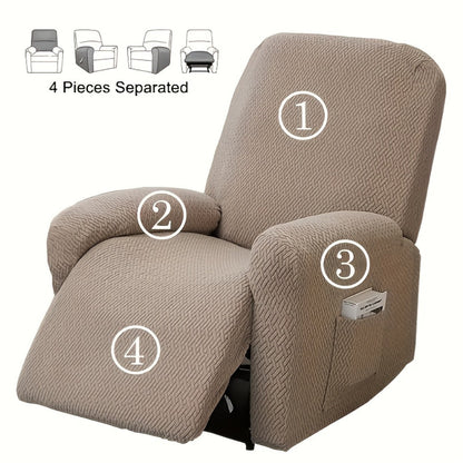 Fitted Recliner Chair Cover with Side Pocket for Comfort and Protection