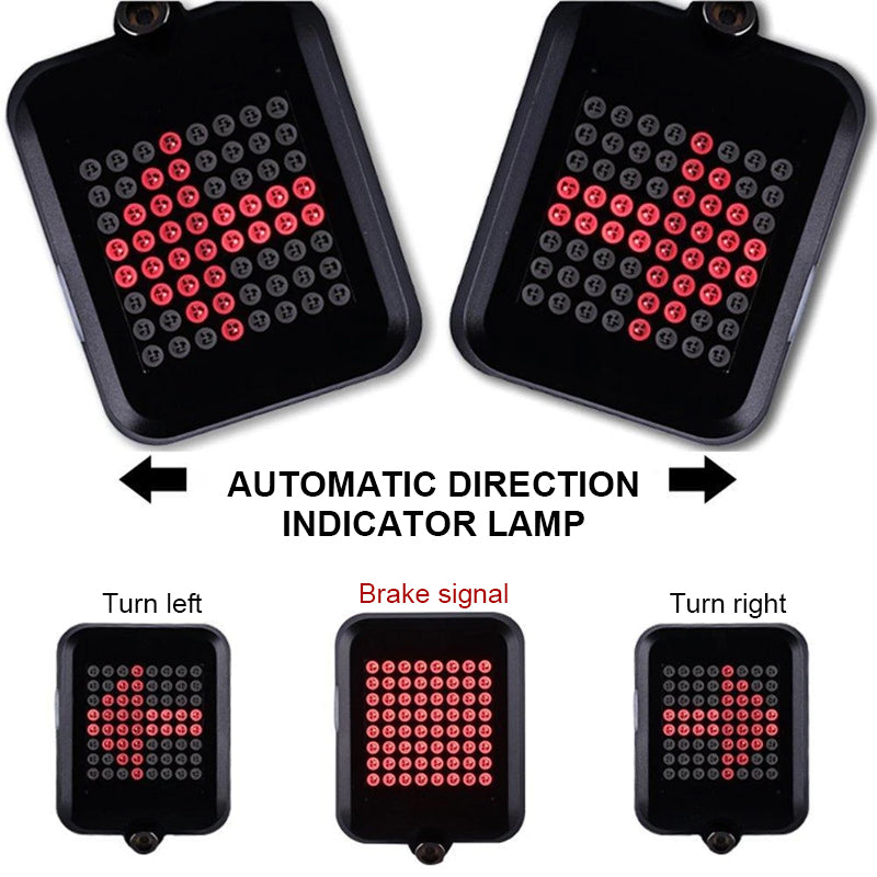Advanced Bicycle Rear Light with Motion-Triggered Indicators and Laser Safety Lines