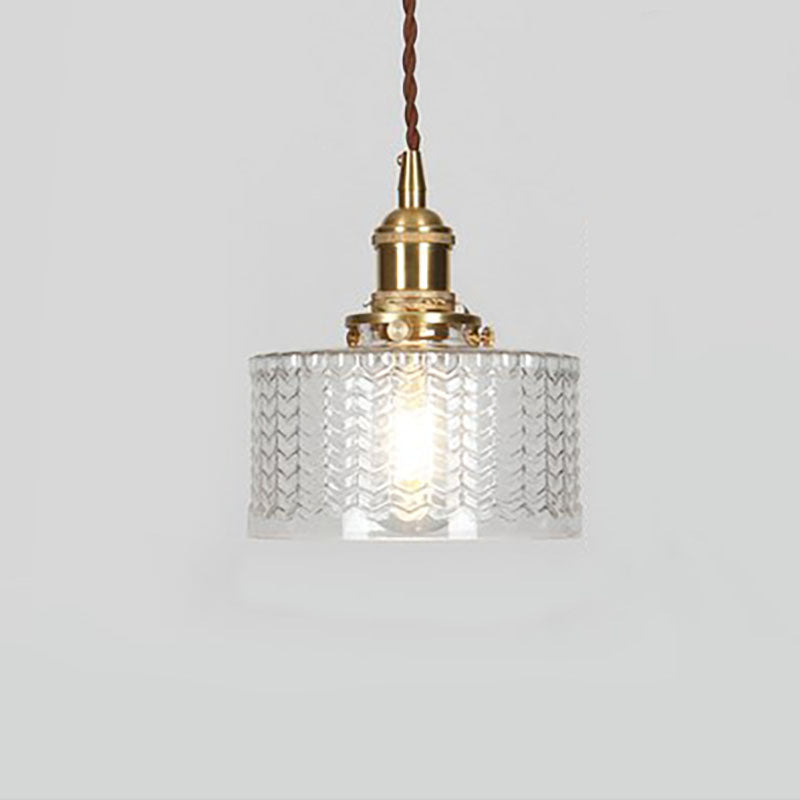 Vintage-Inspired Glass Pendant Light Fixture in Brass Finish