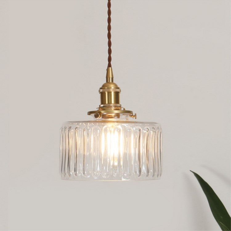 Vintage-Inspired Glass Pendant Light Fixture in Brass Finish