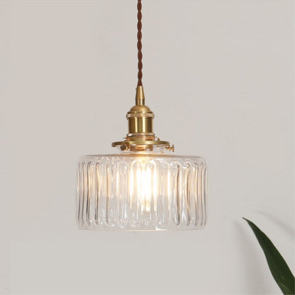 Vintage-Inspired Glass Pendant Light Fixture in Brass Finish