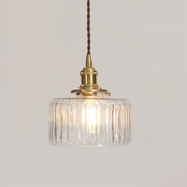 Vintage-Inspired Glass Pendant Light Fixture in Brass Finish