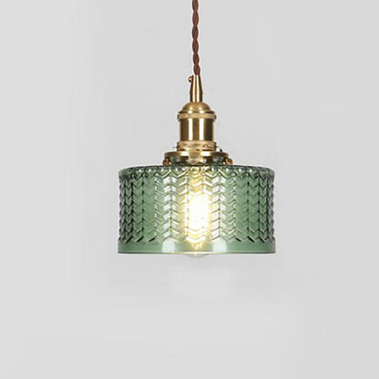 Vintage-Inspired Glass Pendant Light Fixture in Brass Finish