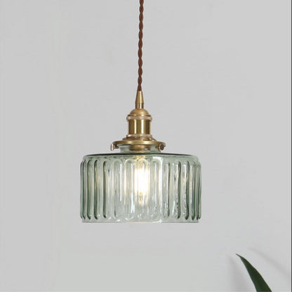Vintage-Inspired Glass Pendant Light Fixture in Brass Finish